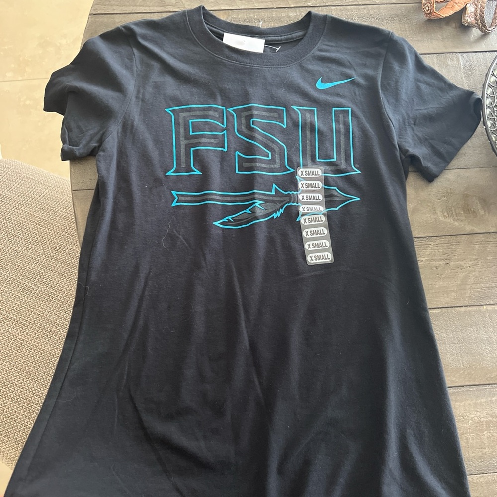 Nike Women's Black and Teal FSU T-Shirt